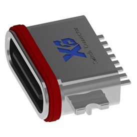 XB-TYPE C 8P-7 USB - type C 8P fraisage 1.2 femelle étanche l = 6.7mm (avec tôle d'acier) (boîtier en alliage de zinc en U)